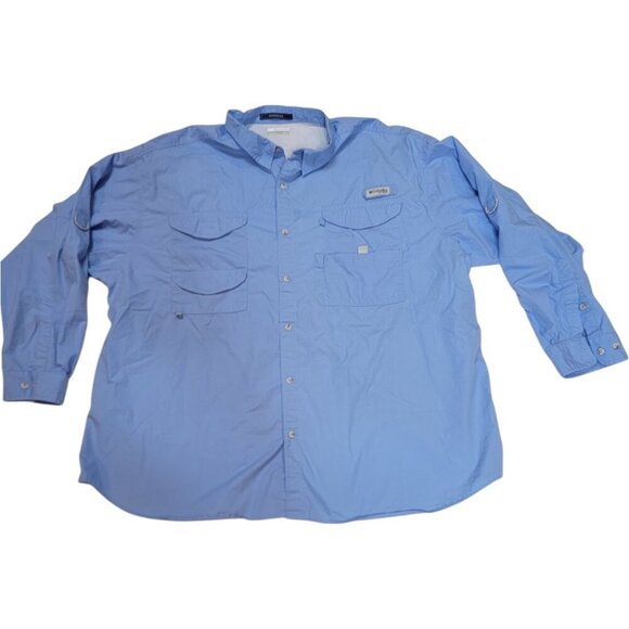 Columbia Bonehead Fishing Shirt 4XL Long Sleeve Light Blue - Picture 4 of 12